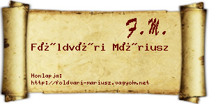Földvári Máriusz névjegykártya